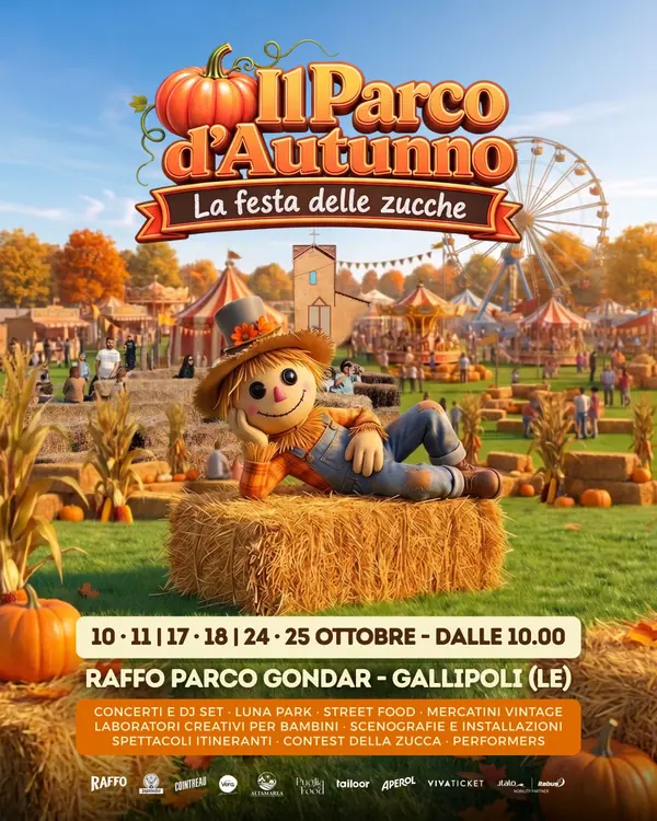 Locandina del Parco d’Autunno 2026 al Raffo Parco Gondar di Gallipoli